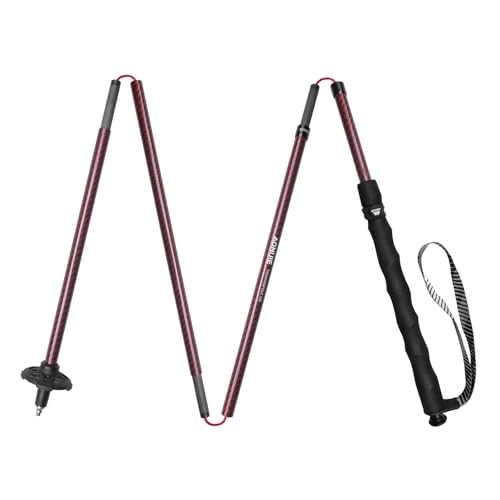 Bastones de trekking AONIJIE de fibra de carbono plegables en color rojo y medida de 125 cm