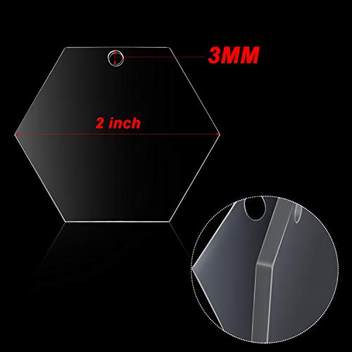 24 Pieces Acrylic Transparent Discs and 24 Pieces Key Chains Clear Acrylic Keychain Blanks for DIY Projects and Crafts, 2 Inch (Hexagon)