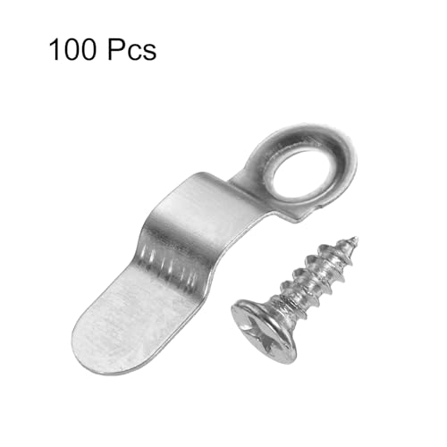 Image of HARFINGTON 100Pcs Picture Frame Backing Hardware Clips with 100Pcs Screws Photo Frame Turn Button Fastener Picture Frame Backing Clips for Craft Hanging Picture, Silver