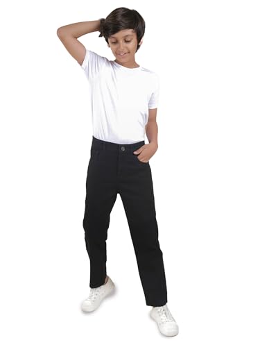 Image of KiddoPanti Boys Full Length Stretchable Straight Fit Washed Denim Jeans