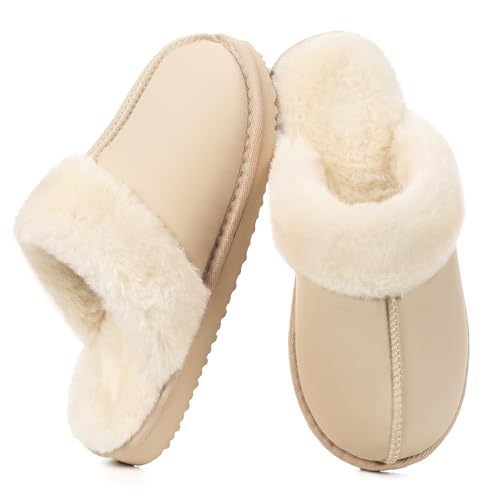 Image of OOW Fuzzy Slippers for Women Cozy Faux Fur House Shoes Memory Foam Slippers | Winter, Warm Slippers, Indoor and Outdoor
