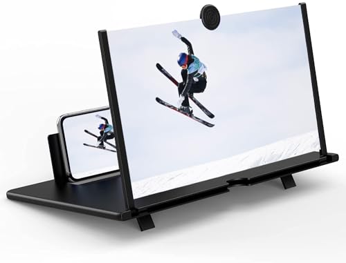 MINGCHUANGWEILI 16 Inch Mobile Phone Screen Magnifier and Lens Cleaning Cloth, Screen Magnifying Glass for Mobile Phone, Black