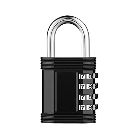 Combination Padlock Lock Shackle 4 Digit Heavy Duty Padlock Locker Indoor Steel Hasp Lock for Storage School Backpack Locker Tool Box (Black, 1pack) Cover