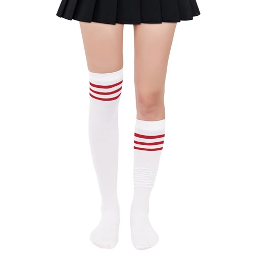 Zando Striped Thigh High Socks for Women Striped Knee High Socks Cosplay Stockings Thigh Highs over the Knee Socks