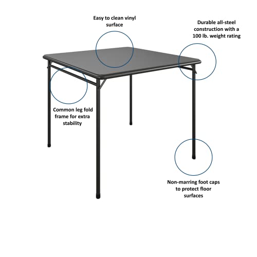Image of CoscoProducts Premium 5-Piece Table & Chair Dining Set, with 34 inch Vinyl Top Card Table and 4 Fabric Padded Seat & Back Folding Chairs, Black