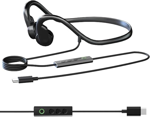 LQZO knochenleitungskopfhörer mit Kabel Typ C-Stecker Knochenleitungskopfhörer Mit Mikrofon-Stereo IPX5 wasserdichte Kabelführung Outdoor-Sport-Headset