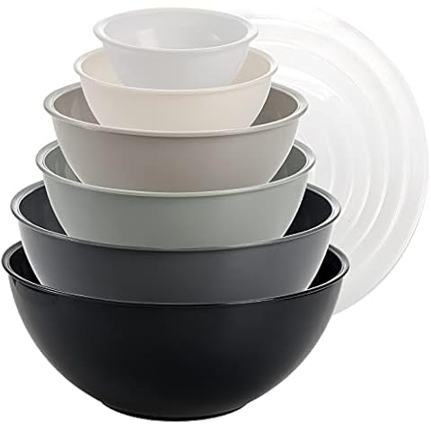 Okllen 12 Piece Plastic Mixing Bowl Set Cover