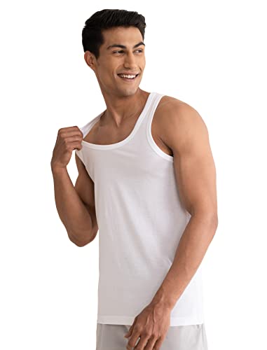 Image of DAMENSCH Regular Fit Solid Round Neck Vest Sleeveless Moisture Wicking Anti-Bacterial Anti Odour Soft & Durable Stretchable Cotton Vest for Men