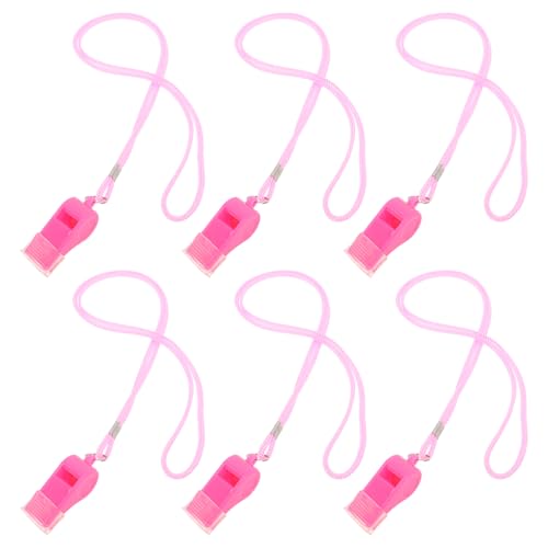 Set de 6 silbatos deportivos rosas con cuerda, 120db miniatura 1