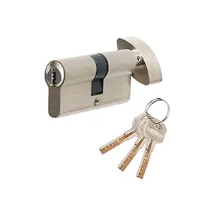 BonKaso Euro Profile Brass Lock Cylinder 70MM for Mortise Handle Lock Fittings for Wooden Door with 3 Keys (SS Finish)