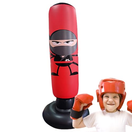 Saco de boxeo para niños, saco de boxeo hinchable de 65 pulgadas, saco de boxeo más grande y estable para niños y niñas de 3 a 12 años para practicar karate, taekwondo, artes marciales mixtas