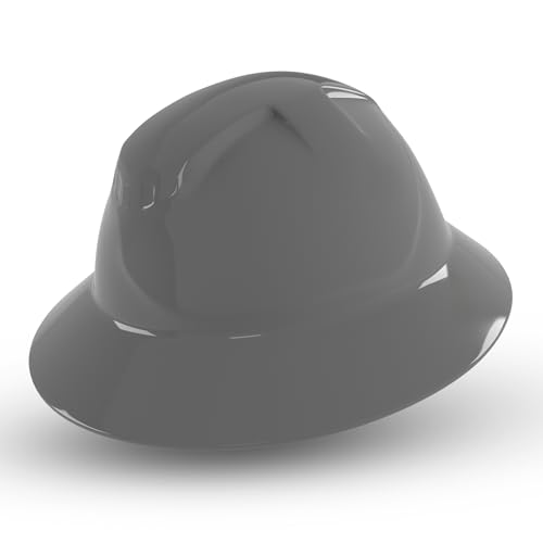 Rugged Blue Defender Full Brim Hard Hat | 6-Point Ratchet Suspension | Safety Helmet Hard Hat | Adjustable Suspension Size | ANSI Z89.1 Type 1, Class C, G, and E Certified |Gray Hard Hats for Men