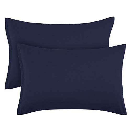 Taies d'oreiller bleu marine en microfibre brossée PiccoCasa lot de 2 avec fermeture Éclair - 2