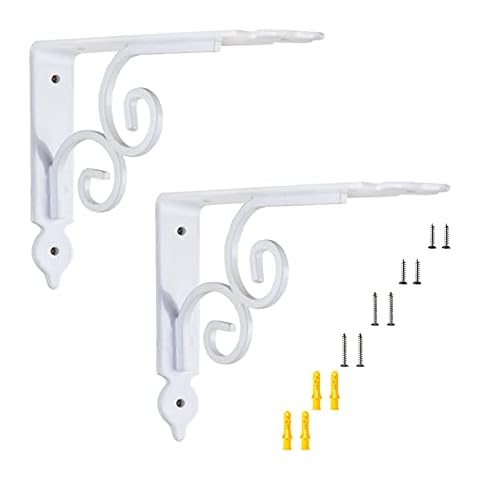 Pxzybd Shelf Brackets White, 2 Pcs Decorative Shelving Brackets for Walls, Heavy-duty Brackets for Floating Shelves, Metal Triangle Shelf Supports, 90°angle Bracket + Screws,White-24×19cm(9.4×7.5in) Cover