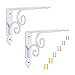 Équerre Pour Étagère Blanche,2 Supports D'étagères Décoratives Mural,Supports Robustes De Rayonnage Flottantes,Équerre De Fixation Triangulaires en Métal,Équerre À 90°+Vis,White-19×14cm(7.5×5.5in)