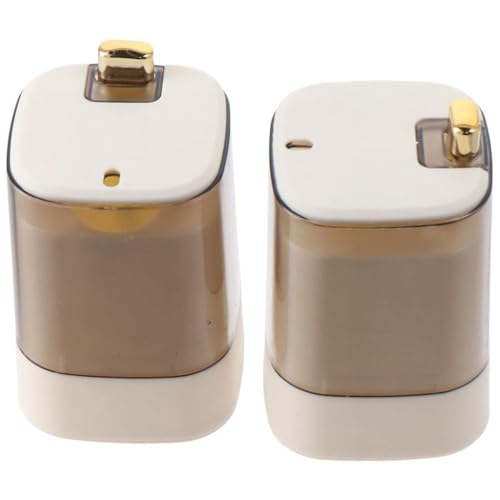 hobbyme 2pcs Press Toothpick Box Creative Automatic Home Living Room Toothpick Can,Toothpick Holder Dispenser,Plastic Secure Toothpick Storage Box,3.7*2.3*2.3 Inch,White