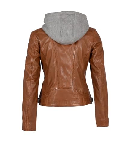 Mauritius Women's Allice Genuine Leather Jacket With Detach Hood4