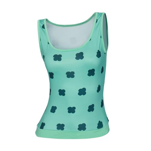 iSHOWcos Anime Costume Women Green T-shirt Vest Sleeveless Sexy Tank Top Female Halloween Costume-XL