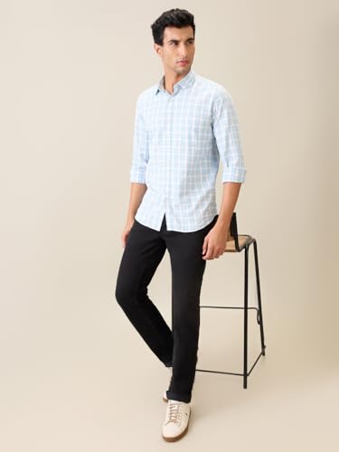 Image of Parx Men Slim Fit Checks Pattern Pure Cotton Semi Cutaway Collar Full Sleeve Casual Shirt