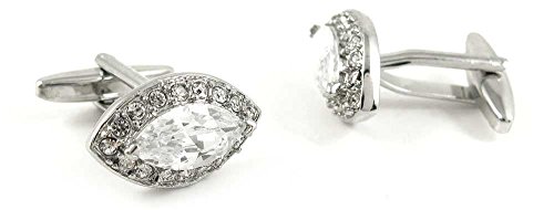 1 Par de Mancuernillas Para Hombre Ovaladas con Cristal