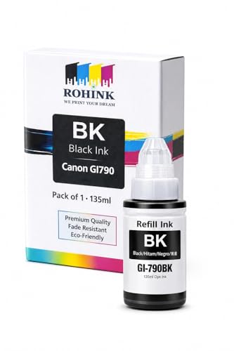 Image of ROHINK GI-790 Series Refill Ink, Compatible with G1000, G1010, G1100, G2000, G2100, G3000, G3010, G3012, G3100, G4000, G4010 Printers (Canon790 Black Pack 1)