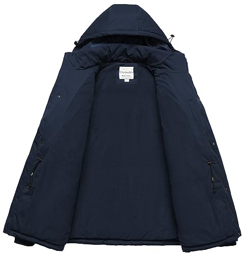 Chrisuno Men's Big and Tall Winter Coat Insulated Military Parka Jacket Waterproof Fleece Lined Thickened Detachable Hood3