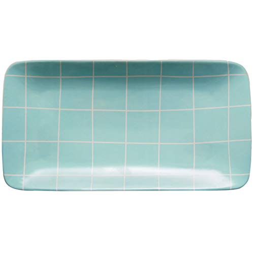 Latter-Day Home Blue Ceramic Serving Tray - Serving Platter for Daily Use or Special Occasions - Farmhouse Kitchen Dishes Ceramic Serving Ware - Kitchen or Dining Room Display Accessory