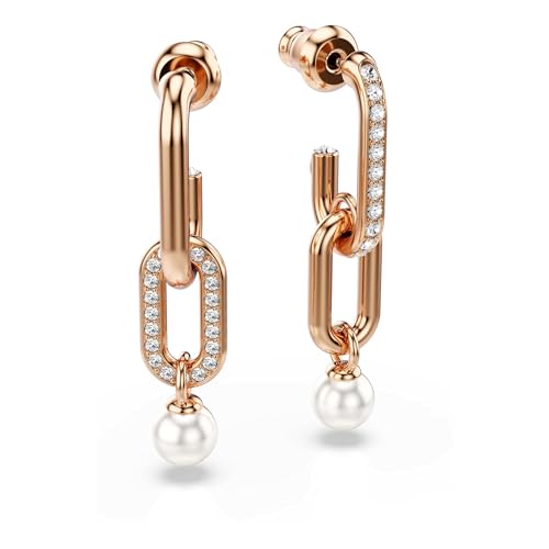 Constella ドロップピアス クリスタル・パール, ラウンドカット, ホワイト, ローズゴールドトーン・プレーティングの商品画像