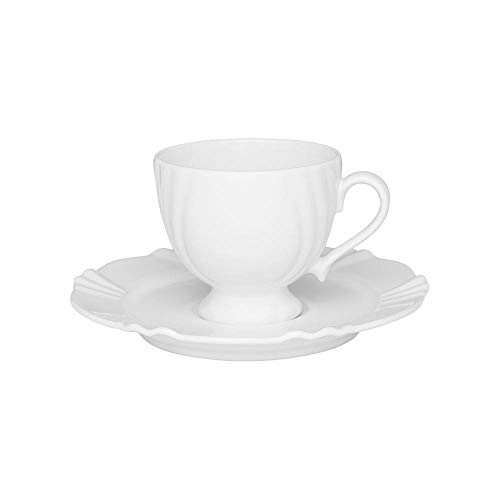 Conjunto de 6 Xícaras de Chá com pires 200ml Soleil White- WM21-9801.