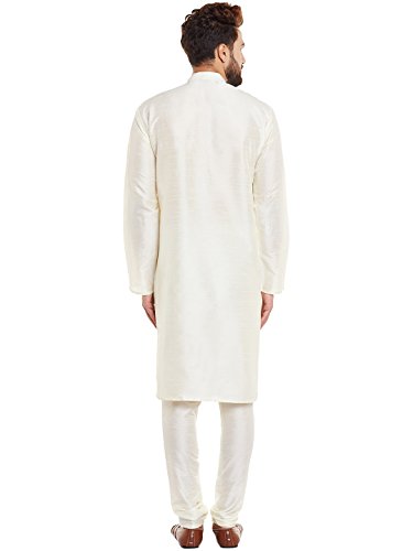 Image of SOJANYA (Since 1958 Men's Off-White Dupion Silk Kurta & Churidaar Pyjama