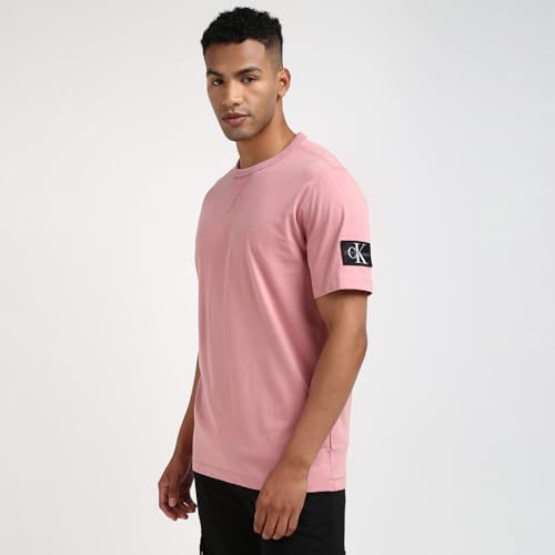 Calvin Klein Herren T-Shirt Kurzarm Regular Tee mit Logo-Badge, Rosa (Rose Dusk), XXS – Ansicht 2