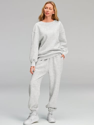 AUTOMET Womens 2 Piece Outfits Sweatsuit Oversized Sweatshirt Lounge Sets Baggy Sweatpants Fall Fashion with Pockets