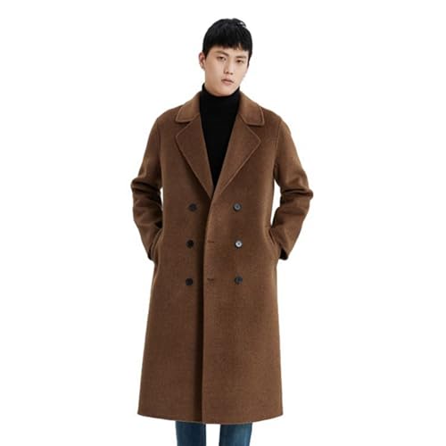 [Taopagii] メンズ チェスターコート ウール100% ビジネスコート トレンチコート 折り襟 ラシャコート 長め丈 コーヒー 春秋冬 ダッフルコート 韓国ファッション 紳士風 厚さ あったかい 男性用 着回し アウター 就職 立ち仕事