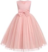 IDOPIP Flower Girl Lace Dress for Kids Wedding Bridesmaid Pageant Party Formal Long Gown Princess...