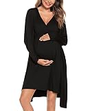 SWOMOG Women Maternity Nursing Robe Labor Delivery Dress Breastfeed Bathrobes 3 in 1 Hospital Breastfeeding Bathrobe Postpartum Gown Pregnancy Nightgown