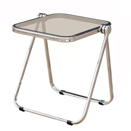 Acrylic End Table Foldable Acrylic Coffee Table Folding Transparent Bedside Table Leisure Table Acrylic Side Table Study Coffee Table Home Office Showroom Small Table(Size:41x36x44cm,Color:Grey)