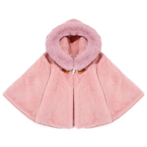 Aiihoo Baby Boys Girls Cartoon Cloak Toddler Warm Fleece Hooded Cape Poncho Winter Outerwear Pink B 12-18 Months