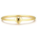 BLOSSOM & HUE Minimalist Ring for Women Teens & Girls [18K Gold Plated on .925 Sterling Silver] - Dainty Love/Heart Band [Hypoallergenic] (18K Gold Plating, 5)