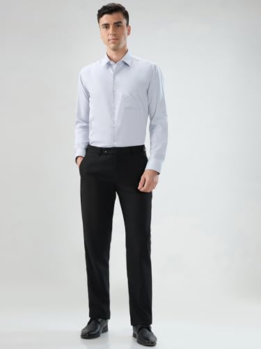 Image of Park Avenue Men Modern Slim Fit Solid Pattern Cotton Polyester Blend Semicutaway Collar Full Sleeve Formal Shirt