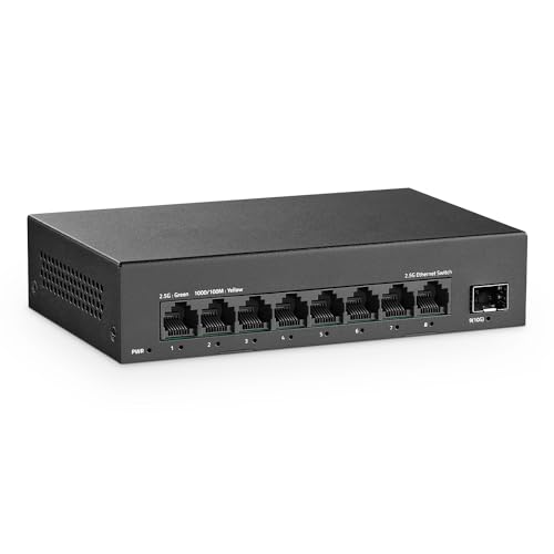 Image of 8 Port 2.5G Switch, 8 x 2.5GBASE-T Ports with 10G SFP+, 60Gbps Switching Capacity, Fanless Plug & Play YuLinca Unmanaged Network Switch