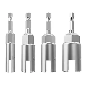 4 Pack nut drive socket kit,Slot Wing Nuts Drill Bit Socket Wrenches Tools Set,For Hexagonal Shank Steel Drill Bit, For Screw Hole, C-hook Bolt, Q-Hanger