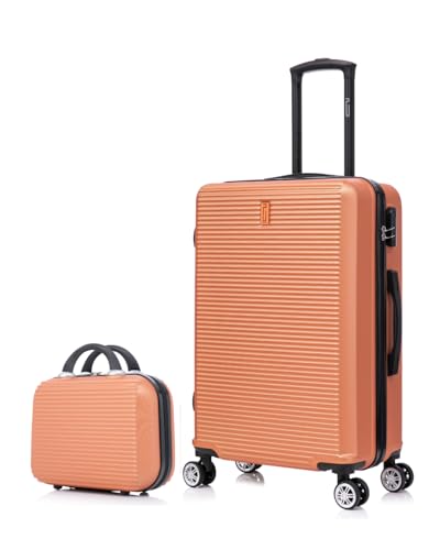 CELIMS   Maleta Mediana de Viaje con Neceser Neceser 30cm Rígida con 4 Ruedas Ligera Facturación 20kg 65cm | Cerradura Integrada | Maleta Mediana con 4 Ruedas 65cm | Coral