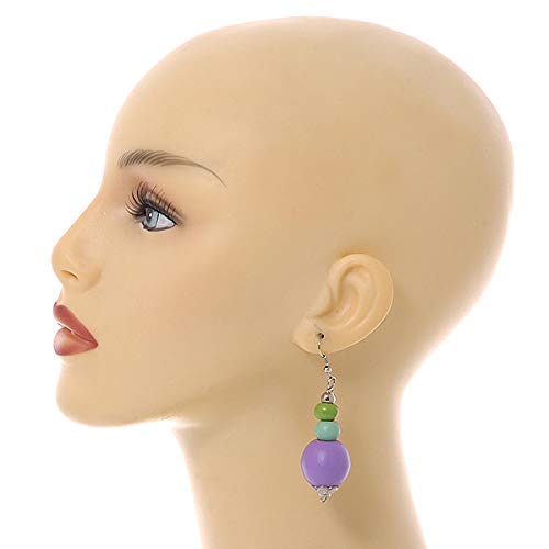 Collar, pulsera y pendientes de madera morada y verde para un look boho chic alegre 4