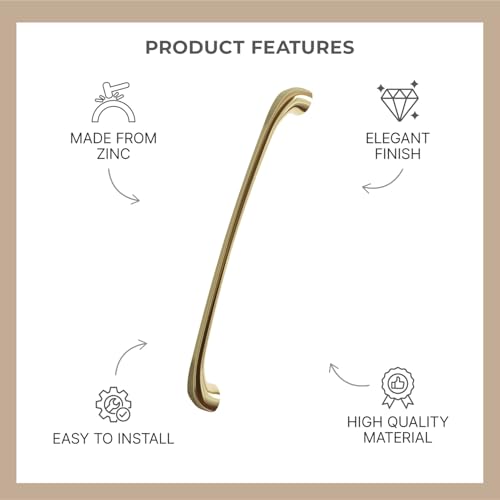 Image of LAPO 12 Inch Pull Handles for Wardrobes, Perfect for Cupboard Doors, Comfortable Grip Control, Easy Setup, Corrosion Resistant Coating, Hole to Hole Size 28.5 cm (Antique Gold, Pack of 2)