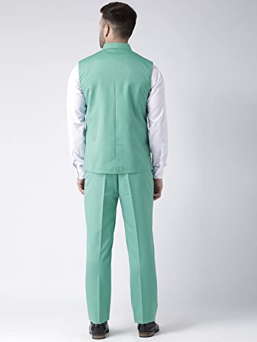 Image of hangup Men's Synthetic Notch Lapel Suit (2BasketTR Turquoise 40 Blue