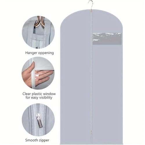 Housse de vêtement avec fermeture éclair, rangement robuste transparent