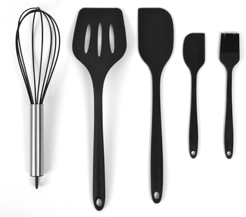 Pikas Silikon Spatula Seti 5’li - Çırpıcılı, Yapışmaz Tava Uyumlu, Isıya Dayanıklı Mutfak Seti (Siyah) - Görsel 1