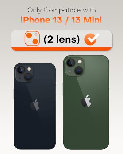 Image of TOCOL Camera Lens Protector for iPhone 13 / iPhone 13 Mini Tempered Glass HD Individual Scratch Resistant Camera Cover Accessories Case Friendly 2 Pack(Alpine Green)