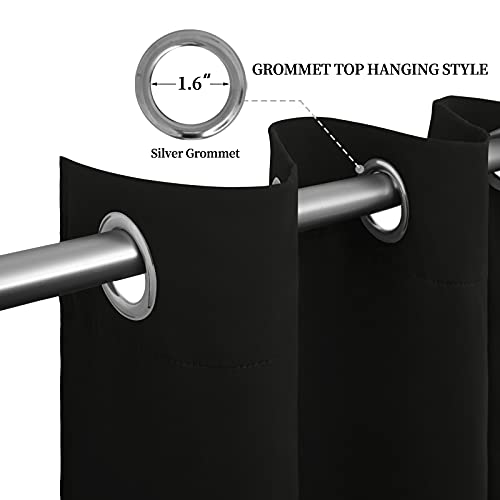 Image of Easy-Going Blackout Curtains for Bedroom, Solid Thermal Insulated Grommet and Noise Reduction Window Drapes, Room Darkening Curtains for Living Room, 2 Panels (52x46 in,Black)