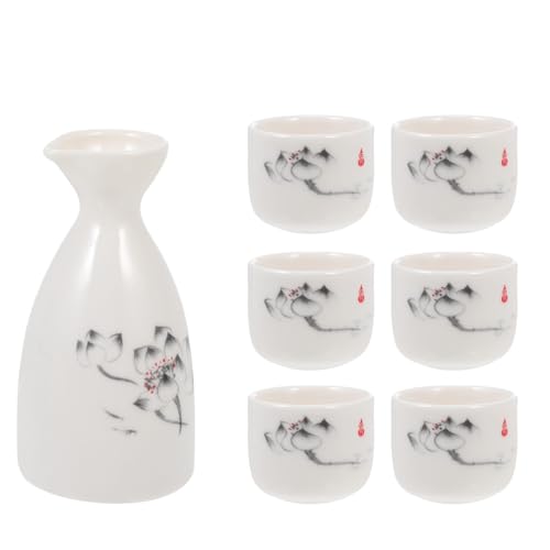 Juego de sake japonés de cerámica de alta calidad y copas rosa 2